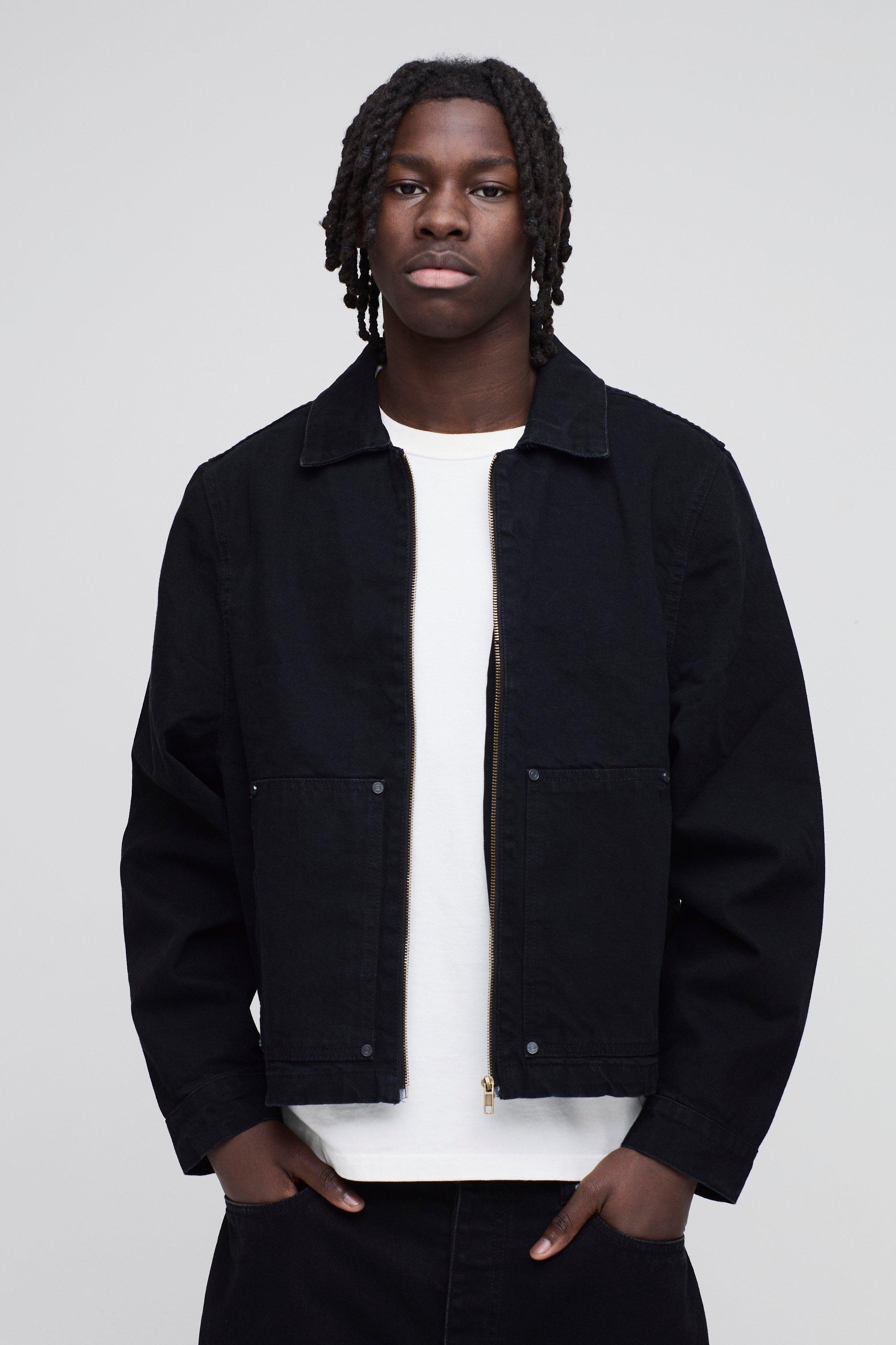 Oversized Spliced Denim Jacket | boohooMAN USA Oversized Spliced Denim Jacket | boohooMAN USA